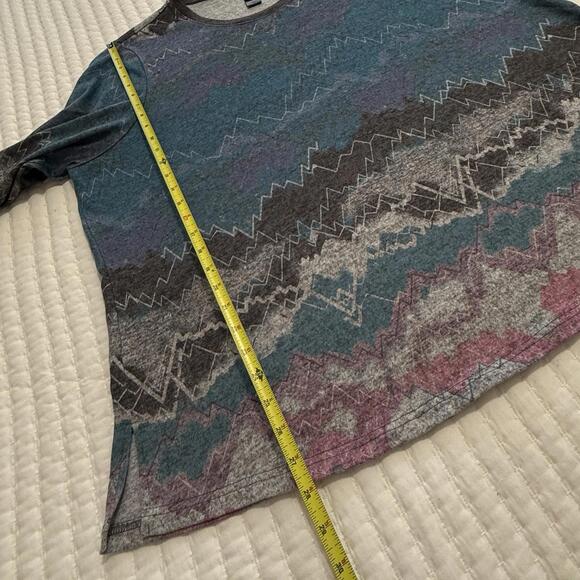 Ali Miles Wearable Art Blue Gray Pink Cozy Knit Shirt Top Sz 3X Women’s - Picture 3 of 12